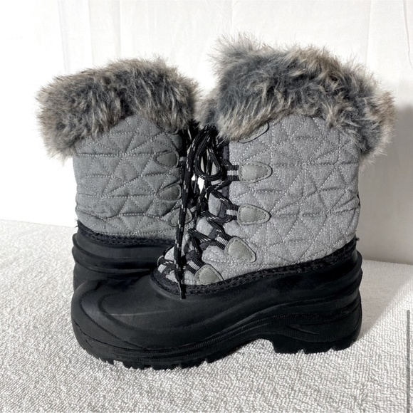 Ice Fields Grey Insulated Mid Calf Winter Boots With said Fur Trim 7 - Picture 10 of 14